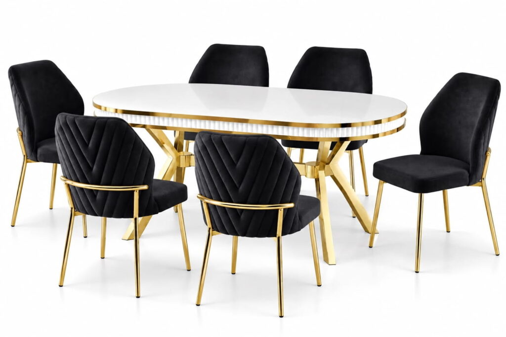 Luxury Extendable Dining Table with 6 Chairs