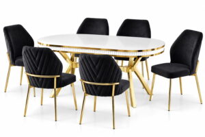Luxury Extendable Dining Table with 6 Chairs