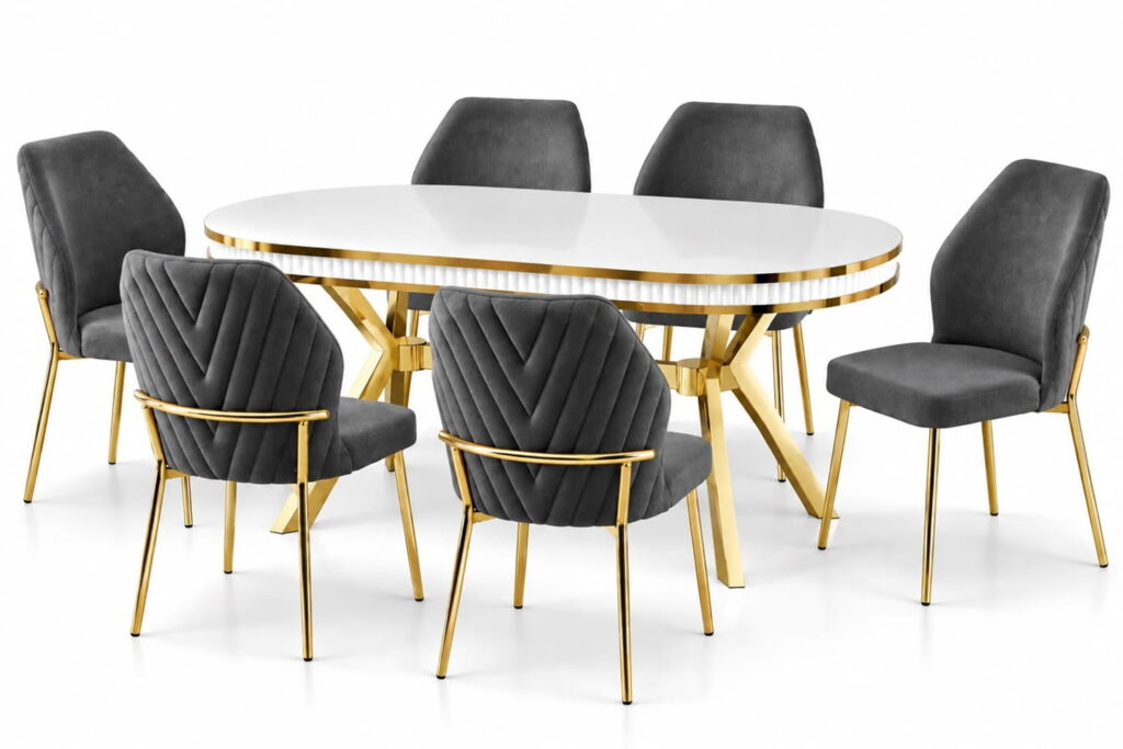 Luxury Extendable Dining Table with 6 Chairs