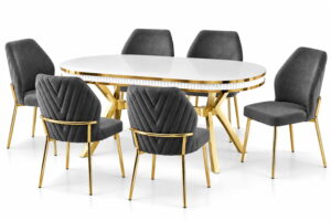 Luxury Extendable Dining Table with 6 Chairs