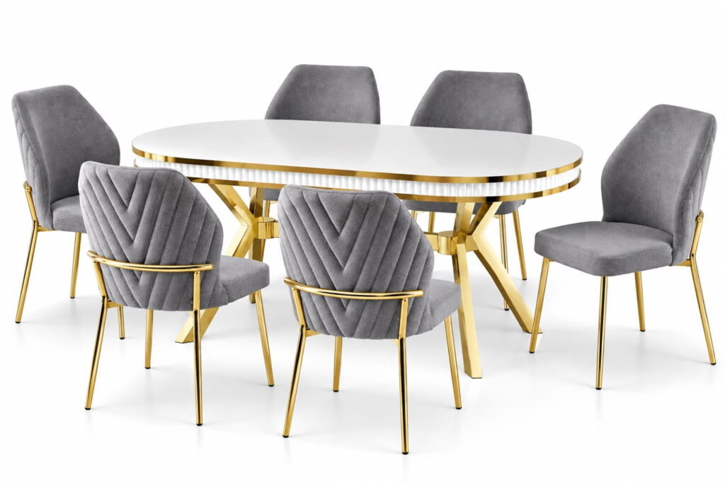 Luxury Extendable Dining Table with 6 Chairs
