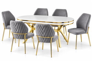 Luxury Extendable Dining Table with 6 Chairs