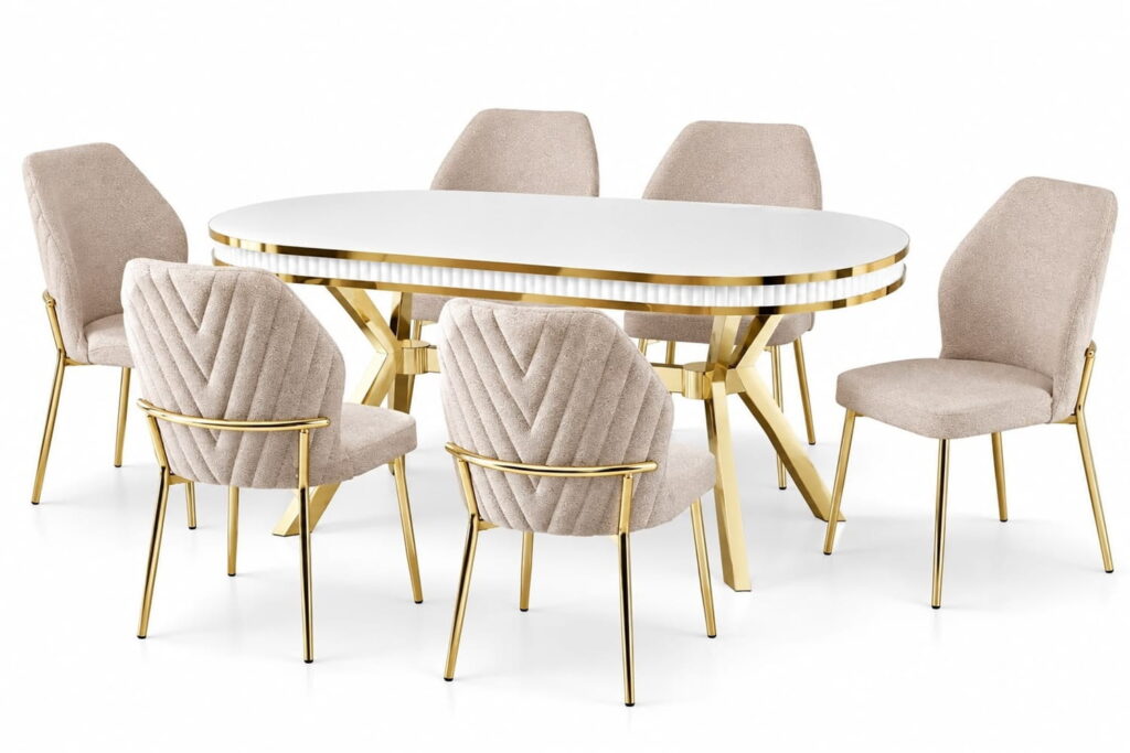 Luxury Extendable Dining Table with 6 Chairs